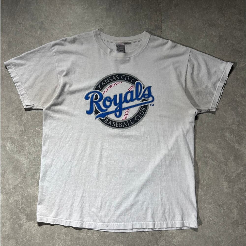 2000s Vintage Kansas City Royals Circle Logo White T Shirt -XL